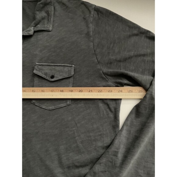 Marine Layer L/XL Shirt Vintage Heavy Slub Polo Gray Long Sleeve Mens NWOT - Picture 5 of 7